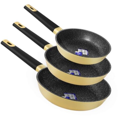 Cecotec Set de Sartenes Polka Experience 20-24-28 Bucket Set Vulcano. Diámetro 20-24-28, Aluminio Fundido, Revestimiento Antiadherente, Apta para todo tipo de Cocinas y Lavavajillas, Amarillo