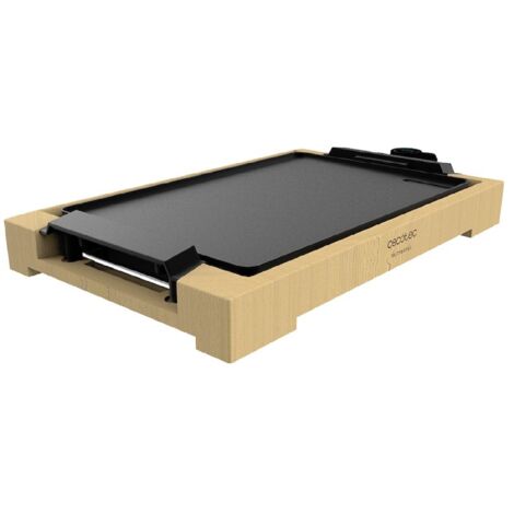 Cecotec Tasty&Grill 2000 Plancha électrique en bambou Puissance 2 000 W, structure en bambou, thermostat réglable, plaque plate, revêtement en fonte d’aluminium, passe au lave-vaisselle