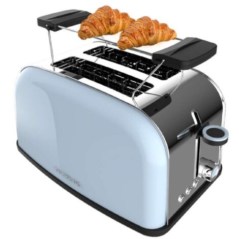 Cecotec Toastin' Time Vertical Toaster 850 Blue, 850W, doppia fessura corta e fessura larga 3,8 cm, anelli superiori, acciaio inox, apertura e spegnimento automatici, raccoglibriciole