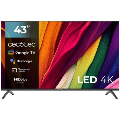 Cecotec – TV LED 43 pouces 4K UHD – Google TV – Dolby Audio – HDMI 2.1 – USB 3.0 – HDR10 – Processeur Cortex A55