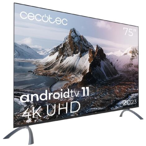Cecotec TV LED 75" Smart TV A3 Series ALU30075S, 4K UHD, Android Tv11, rahmenlos, Assistant de Voice Google und Chromecast, Dolby Vision &amp Atmos, HDR10, HBBTV, 2023.
