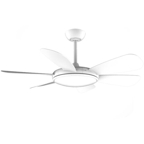Cecotec Ventilador de Techo con Luz de 36 W EnergySilence Aero 5200 White Pro motor DC y 52 pulgadas, luz LED, mando a distancia, temporizador, 6 aspas y modo winter-summer