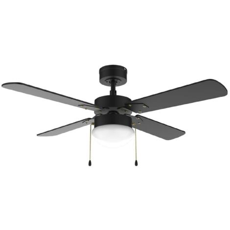 Cecotec Ventilador de Techo con Luz EnergySilence Aero 450 FullBlack de 50 W y 42” con luz, 3 Velocidades, 4 Aspas Reversibles y Modo winter-summer