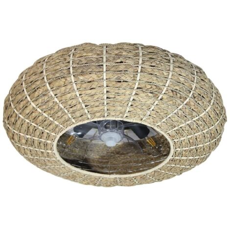 Cecotec Ventilador de techo con luz EnergySilence LampAero 650 Natural Wicker Cecotec