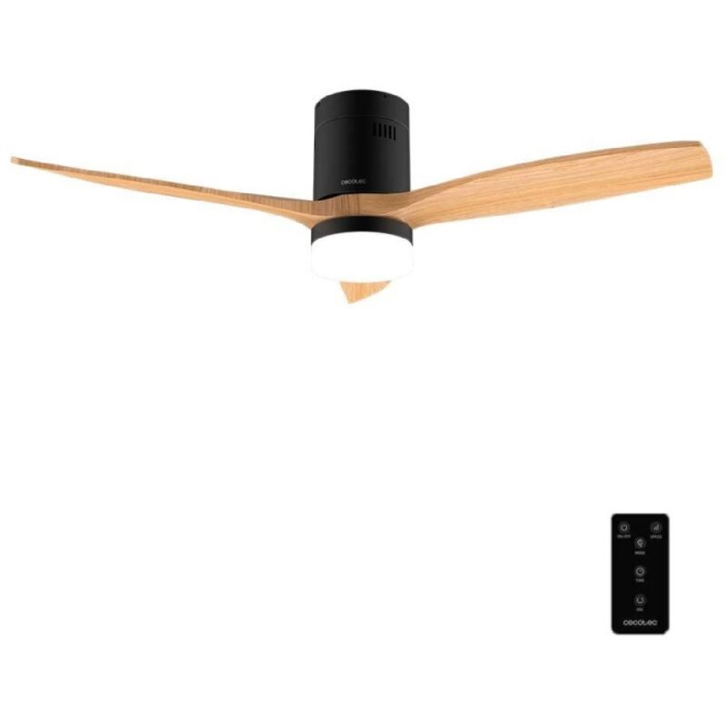 Cecotec Ventilateur de plafond avec lumière EnergySilence Aero 5600 Classic Black&LightWood. Moteur DC 40 W, 3 pales