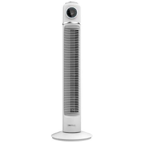 Cecotec Ventilator de tower EnergySilence 320 Max Skyline Retro SmartWhite de 32", 40W, LED display, Touch und Fernbedienung, 3 Geschwindigkeiten, 3 Modi, 12 Stunden Timer und 72º Oszillation