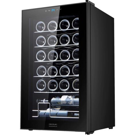 Cecotec Vinoteca Bolero Grandsommelier 2450 Nero Compressore, 24 bottiglie di capacità, Alte prestazioni, Silenzioso, Temperatura su misura tra 5 e 18 ºC, Controllo tattile