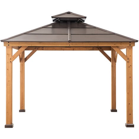 SUNJOY Cedar wood Gazebo PAPS in Brown - 335cm x 335cm