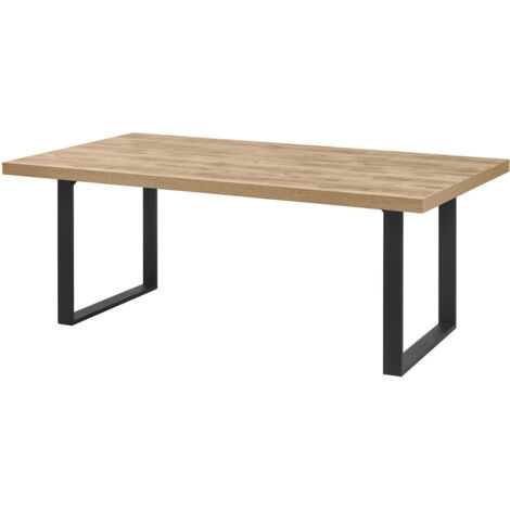 CEDRA - Table 200cm Aspect Bois Piètement U Métal Poudré Noir