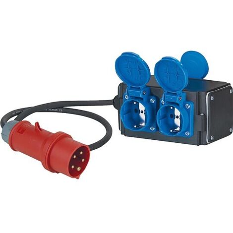 CEE-Adapter 1x CEE 400V, 16A + 3x Schuko 250V, 16A - 1,5m Zuleitung