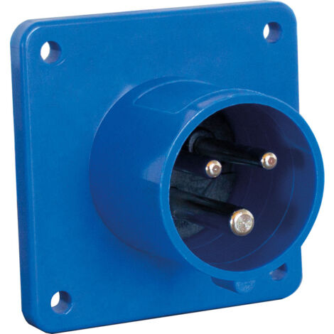CEE Anbaustecker 3-polig Lochmaß 60 Flansch 75x75 230V 16A IP44