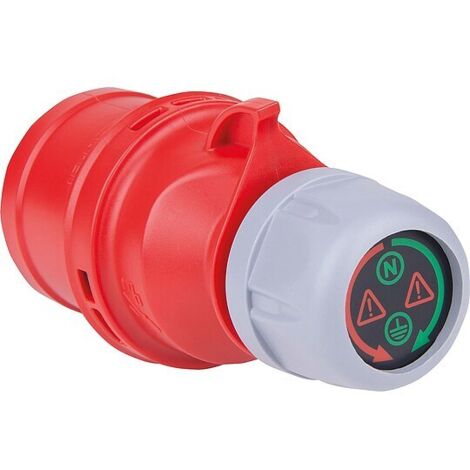 CEE-Diagnosestecker PCE, IP44, 5-polig, 32A - rot - mit LED-Anzeige