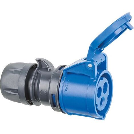 CEE-Kupplung, IP44, 3-polig, 230V, 16 A - blau/grau