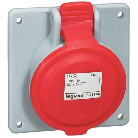 CEE Legrand Tempra Schräg-Einbausteckdose 3P+E 3X16A+E 555188