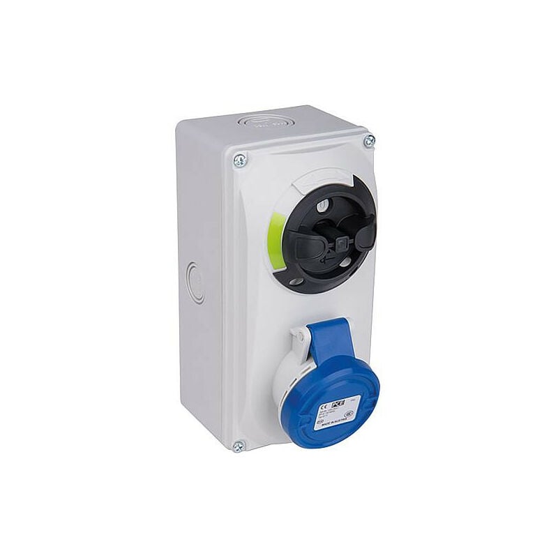 CEE-Prise murale 16A, 230V, avec verrouillage pour désactiver, IP44, raccord à vis