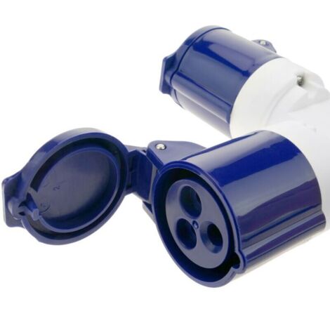 CEE-Stecker auf 2 x CEE-Buchse Adapter 2P+E 16A 250V IP44 IEC-60309