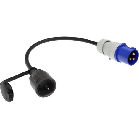 CEE-Stecker auf Schuko-Buchse Adapter – 35 cm Verlängerungskabel für Camping, Schutzart IP44 – H07RN-F 3G2.5 Kabel – 230 V 16 A Adapter für Wohnwagen, Wohnmobile und Outdoor-Einsatz