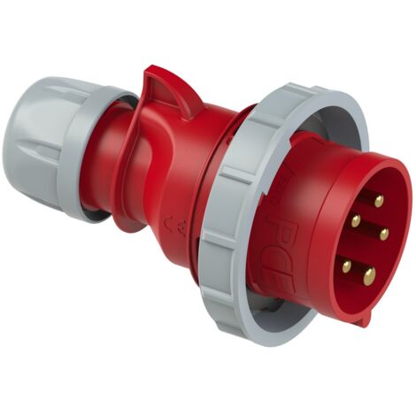 CEE-Stecker Shark IP67, 5-polig, 400V, 16A - rot/grau - Schraubanschluss