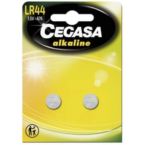 Cegasa lr44 pack de 2 lr44 1.5v batteries - idéal pour les télécommandes, les jouets et les thermomètres numériques.
