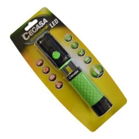 Cegasa profesional linterna led extensible con luz frontal 350lm y luz lateral 120lm - resistente al agua ip44 - funciona con 4 pilas aaa (no incluidas)