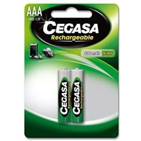 CEGASA Rechargeable - Pack 2 Pilas HR03, Color Verde