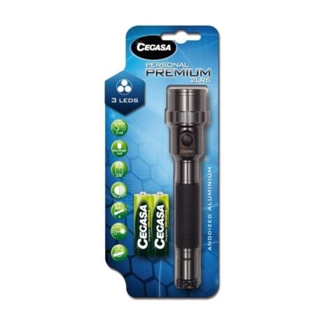 Cegasa torche personnelle premium 20lm -- en aluminium anodisé - résistante aux chocs et à l'humidité -- fonctionne avec 2 piles lr6 (incluses).
