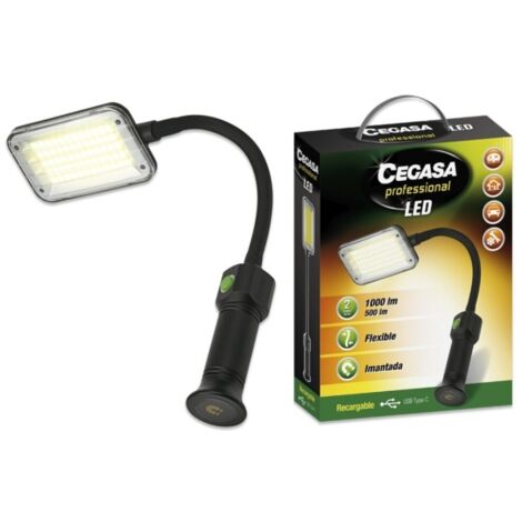 Cegasa torche professionnelle flexible led jusqu'à 1000lm -- autonomie jusqu'à 4h - batterie rechargeable 2000mah usb-c -- couleur noir