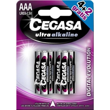 Cegasa Ultra Alcaline Pack de 6 Pilas LR03 AAA
CaracterÃ­sticas:
-Las pilas CEGASA ULTRA ALKALINE es la nueva generaciÃ³n de pilas alcalinas desarroll