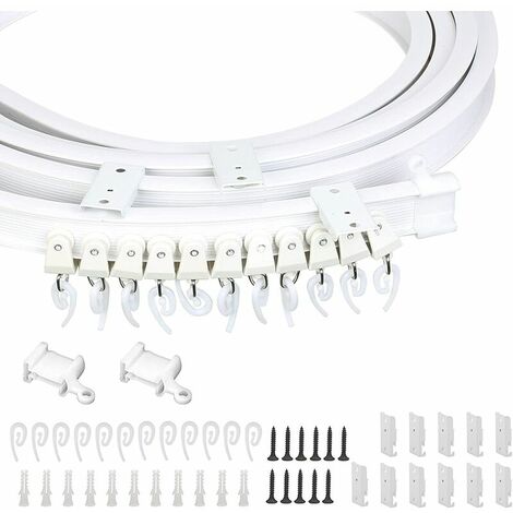 Ceiling Curtain Track Kit (91pcs) Includes 3m Flexible Curtain Track 11 Mounting Brackets 26 Gliders 26 Curtain Cilps and 4 End Caps Curtain Track System for Living Room with Screws and Screwdriver -
