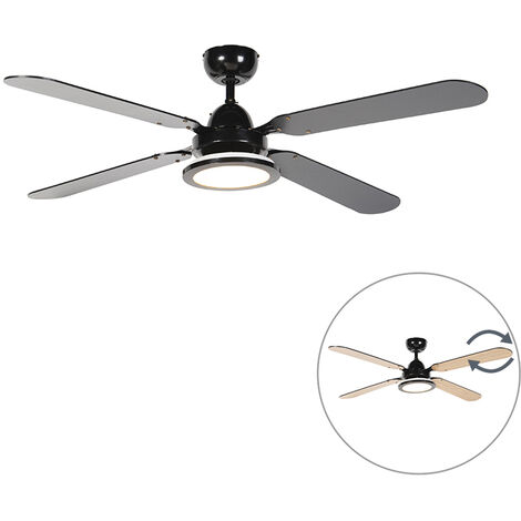 QAZQA Ceiling Fan Black with Remote Control - Fanattic