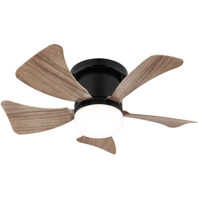 Image of Ceiling Fan Hines Black-Wood with led&hellip;