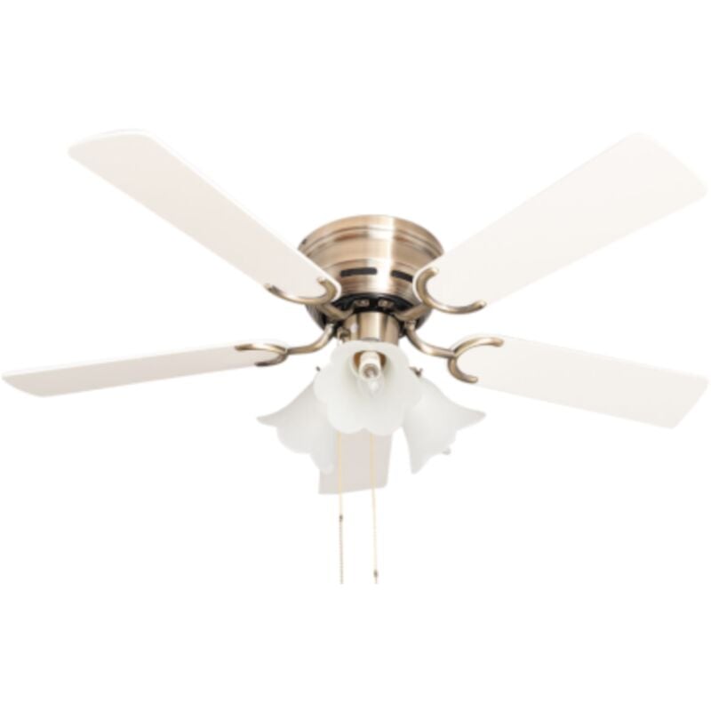 Pepeo - Ceiling fan Kisa Deluxe ab White / Maple with lights