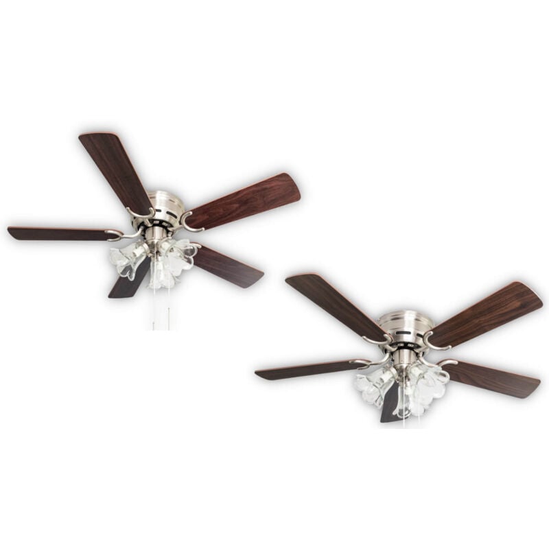 Pepeo - Ceiling fan Kisa Deluxe bn Rosewood / Walnut with lights