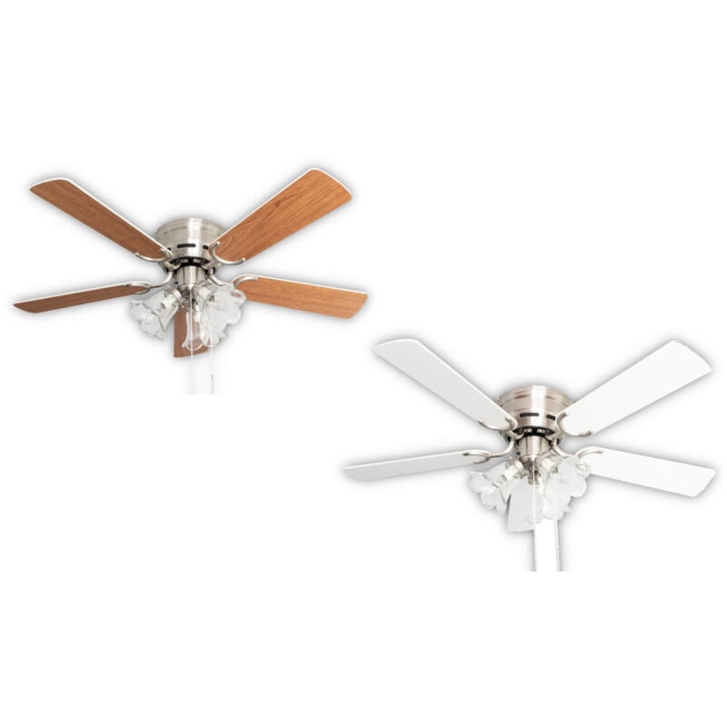 Ceiling fan Kisa Deluxe BN White / Maple with lights