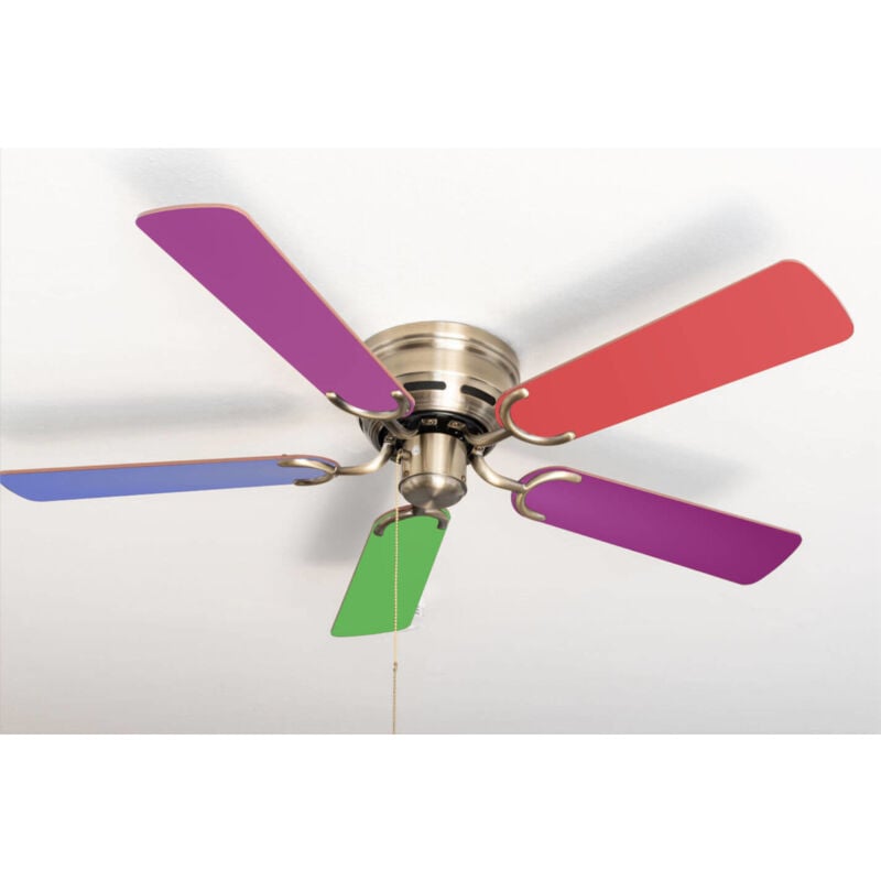 Pepeo - Ceiling fan Kisa Multicolor / Antique Brass