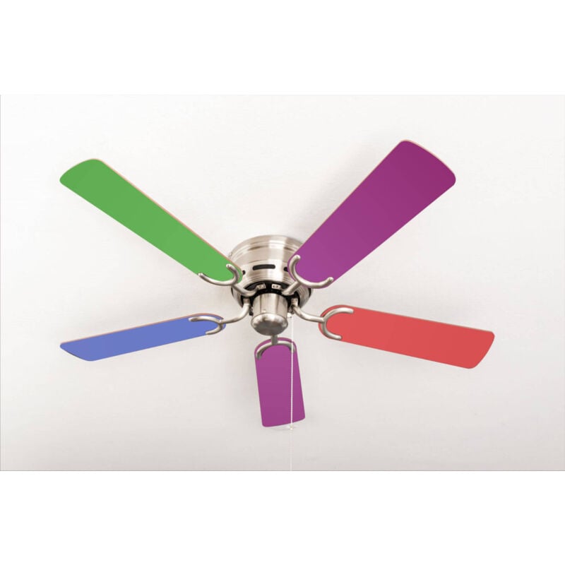 Pepeo - Ceiling fan Kisa Multicolor / Brushed Nickel