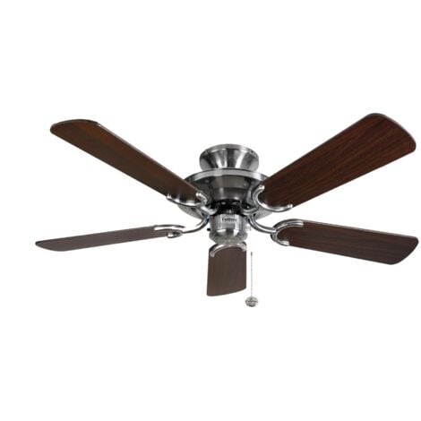 Ceiling Fan Mayfair Steel / Oak with Pull Cord