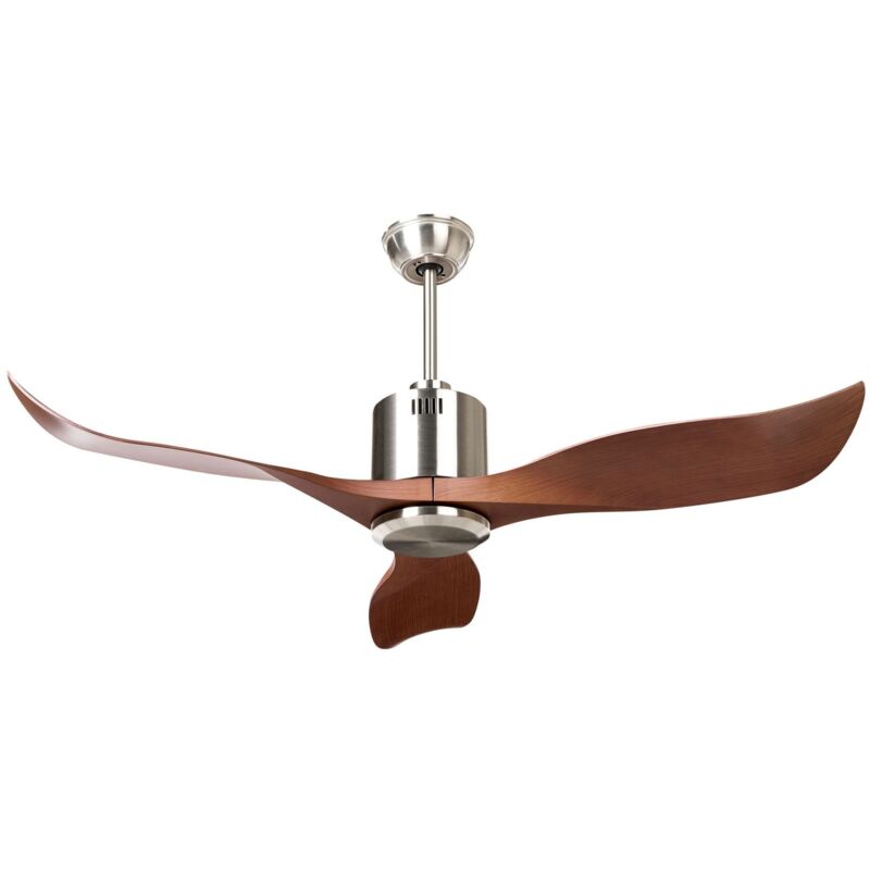 Beliani Ceiling Fan Brown Synthetic Material Remote Control Modern Scandinavian Living Room Roseau