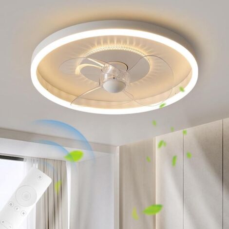 Ceiling fan with dimmable LED lighting, remote control and adjustable speeds