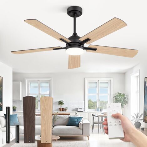 Ceiling Fan with Light, 132 cm Diameter, Energy-Efficient DC Motor, 6 Speeds, 3 Color Temperatures (3000K/4000K/6000K), Modern Design, Ceiling Fan with Remote Control