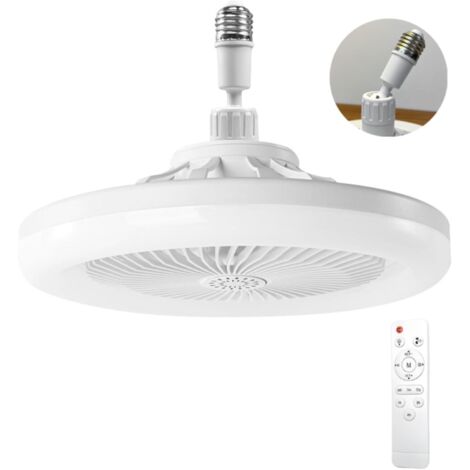 Ceiling Fan with Light, Ceiling Fan with Remote Control, Silent Ceiling Fan, E27 Dimmable LED Ceiling Light, 3 Speeds, Timer (White)
