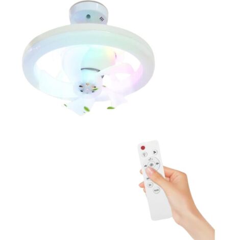 Ceiling Fans with Light, Silent Ceiling Fan with Remote Control, RGB Fan with E27 Socket