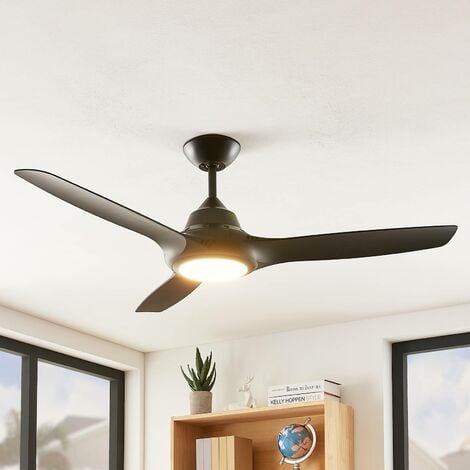 Ceiling Fans with Lighting Aila (modern) in Black made of Plastic for e.g. Living Room & Dining Room (1 light source,) from Starluna