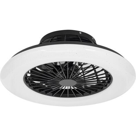 Ceiling Fans with Lighting Fjardo dimmable (modern) in Black made of Metal for e.g. Living Room & Dining Room (1 light source,) from Starluna