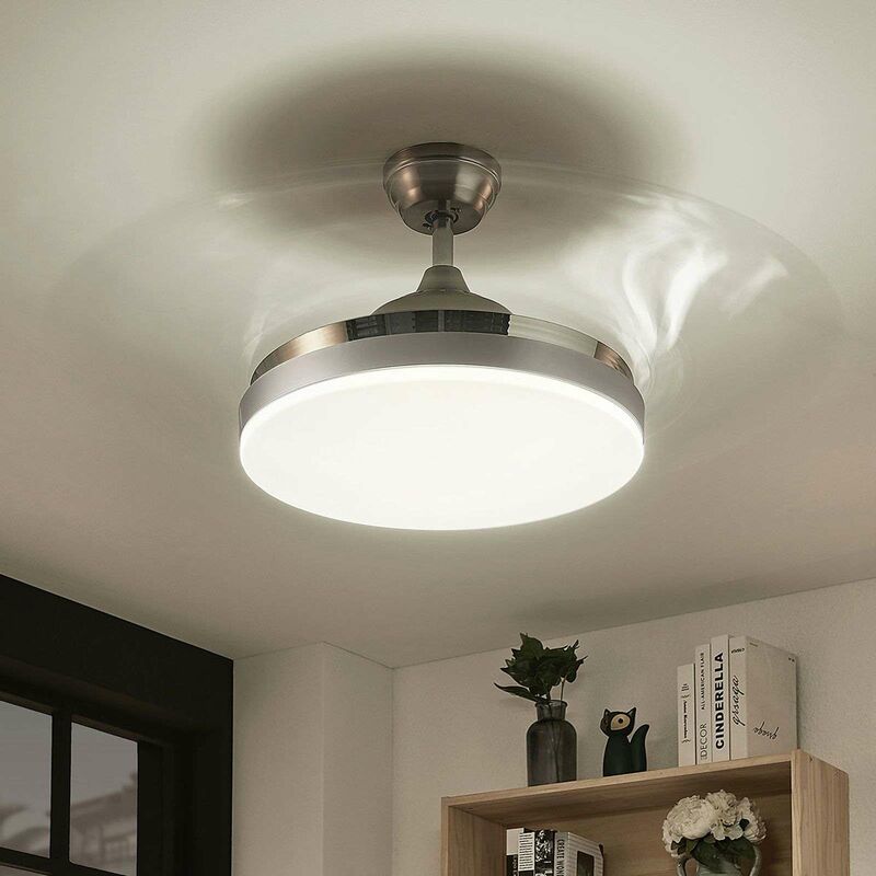 Ceiling Fans With Lighting Philious Remote Control Modern In Silver Made Of Plastic For E G Bedroom 1 Light Source A From Lampenwelt