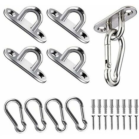Ceiling Hook, 50KG Capacity Stainless Steel Oblong Eye Plates for Yoga Swings Hammocks Awning Boat Accessories (24 Pieces)