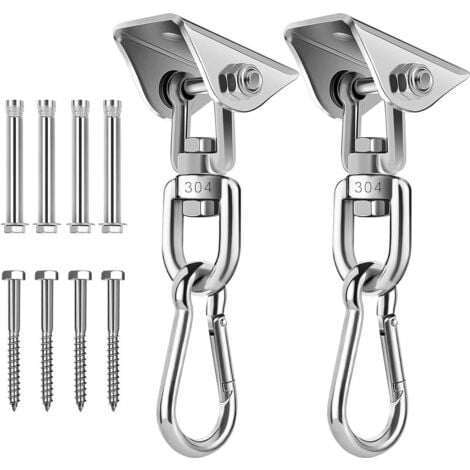 Ceiling Hook - Hanging System - Suspension Hook - For Concrete and Wood - Stainless Steel - Indoor and Outdoor - Hanging Chair / Swing - Hammock - Carabiner