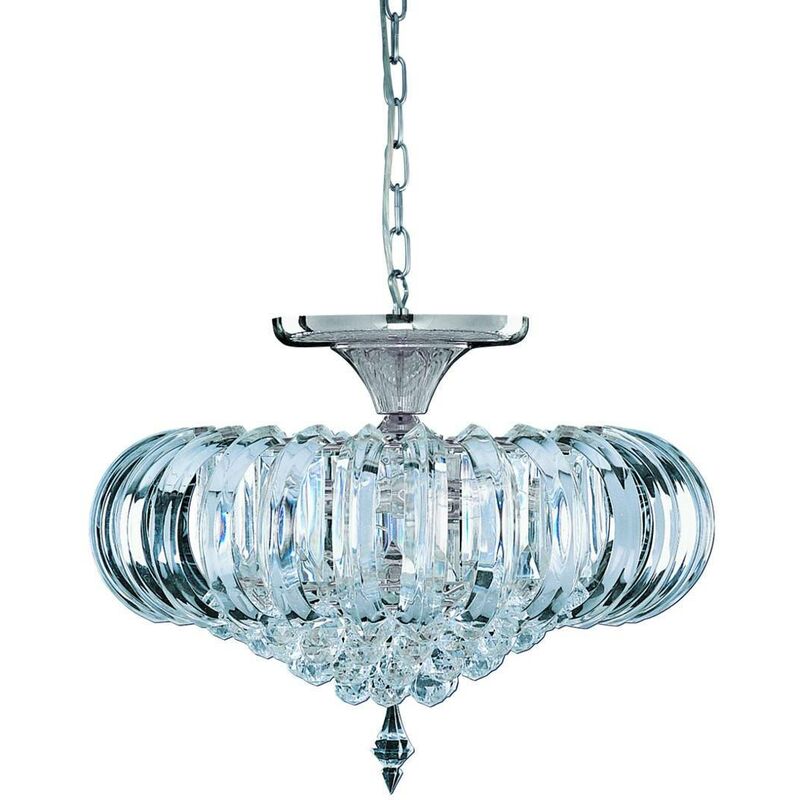 Searchlight Lighting - Searchlight Sigma - 5 Light Semi Flush Ceiling Light Chrome with Crystal Decoration, E14