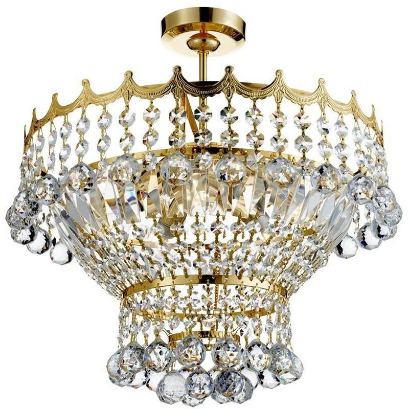 Searchlight Versailles - 5 Light Crystal Chandelier Gold Finish, E14