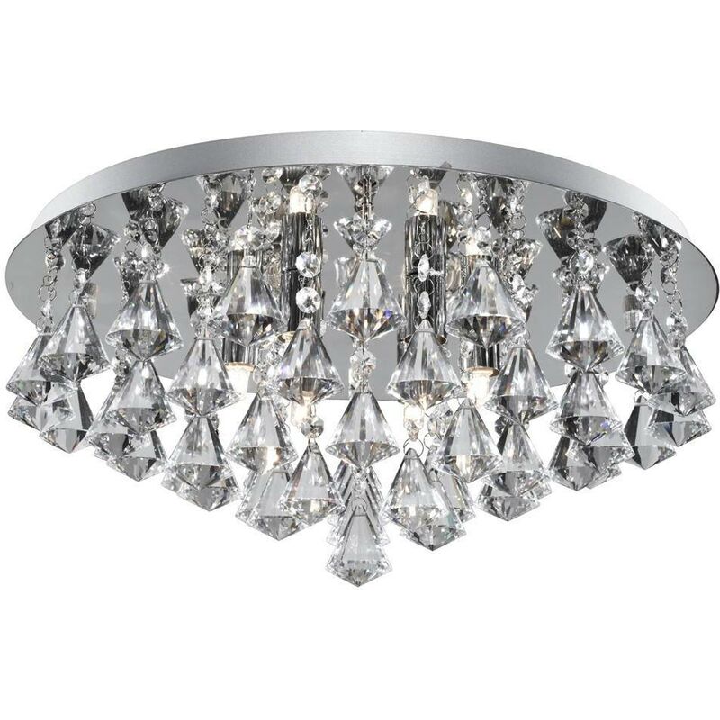 Hanna - 6 Light Ceiling Semi Flush Light Chrome with Crystals, G9 - Searchlight